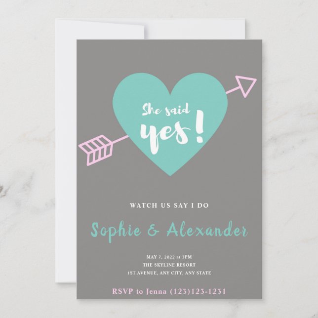 She Said Yes Wedding Invitation (Front)