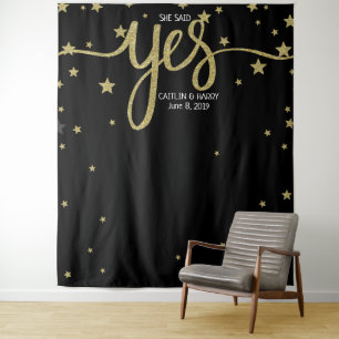 she said yes wedding photo Booth backdrop banner Tapestry