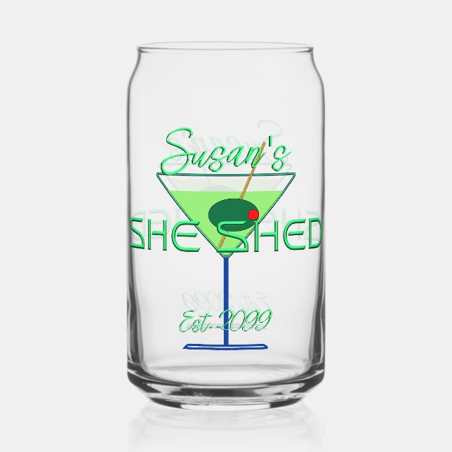 She Shed Pub Beer Can Glasses Drinkware (Front)