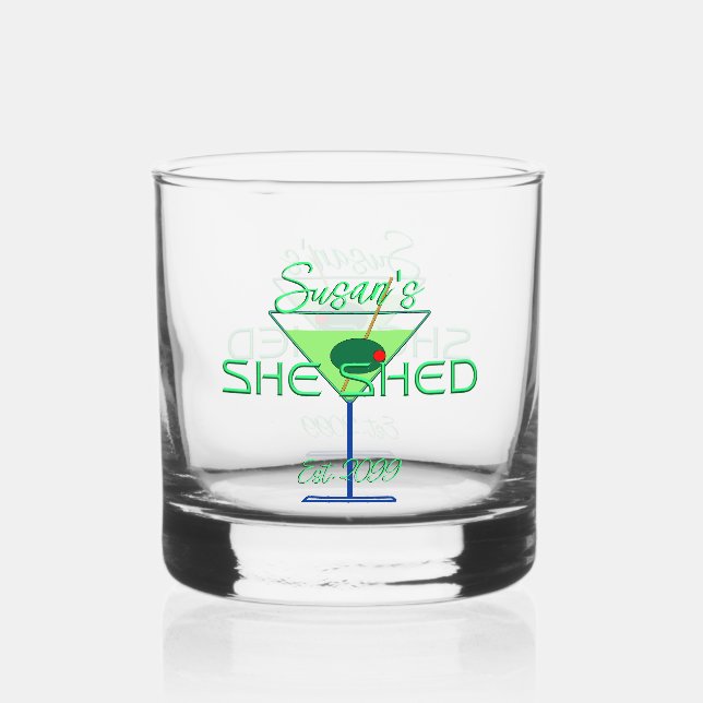 She Shed Pub Rocks Whiskey Glasses Drinkware (Front)