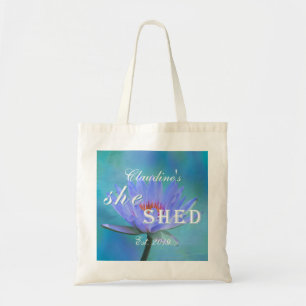 She Shed Shades of Blue Water Lily Budget Tote