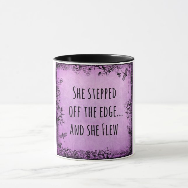 She Stepped off the Edge and She Flew Quote Mug (Center)
