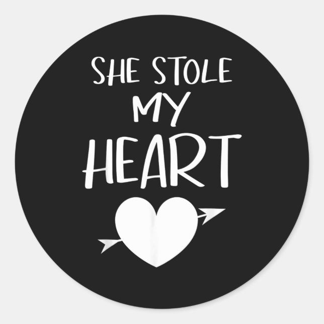 She Stole My Heart Valentines Day Matching Couples Classic Round Sticker (Front)