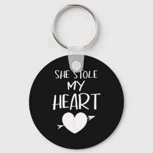 She Stole My Heart Valentines Day Matching Couples Keychain