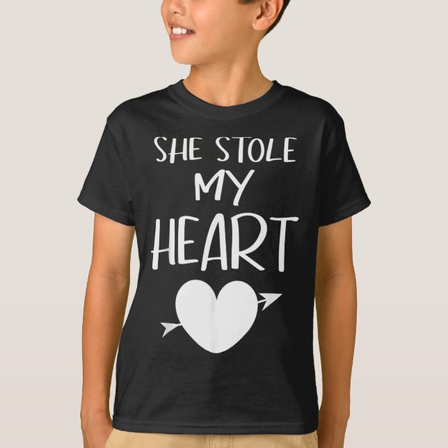 She Stole My Heart Valentines Day Matching Couples T-Shirt (Front)