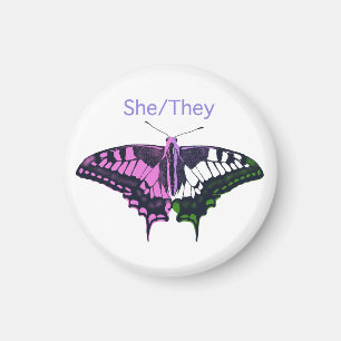 She/They Non-Binary Flag Swallowtail Butterfly Magnet