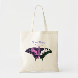 She/They Non-Binary Flag Swallowtail Butterfly Tote Bag