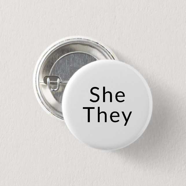 She, They Preferred Pronouns Lgbtq Lgbt Pride 1 Inch Round Button (Front & Back)