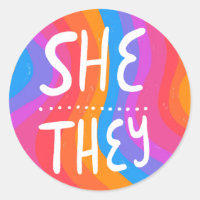 SHE/THEY Pronouns Rainbow Handlettering Sheet of