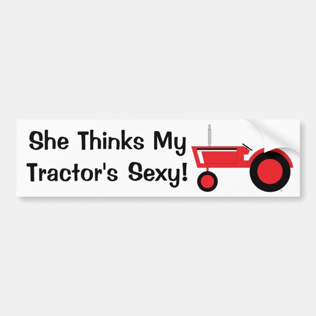 She thinks red bumper sticker (Front)