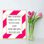 She Turned Her Cants Into Cans, Office Art Print<br><div class="desc">Office Art Print,  She Turned Her Cants Into Cans,  Desk Accessories For Women,  Quote Prints,  Cubicle Decor,  Office Decor,  Motivational Poster</div>
