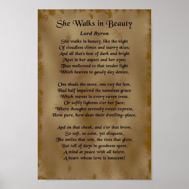 She Walks in Beauty, Lord Byron Poster (Front)