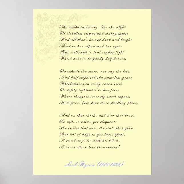 She Walks In Beauty Poster (Front)