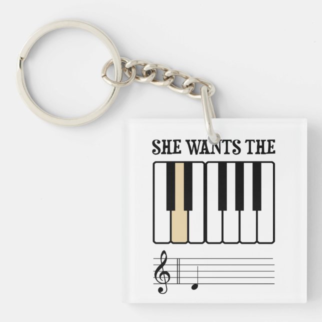 She Wants the D Piano Music Keychain (Front)