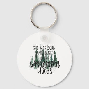 She Was Born And Raised In Wisha Woods Camper  Keychain