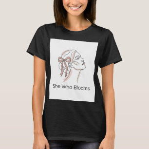 She Who Blooms Line Art Women's T-Shirt