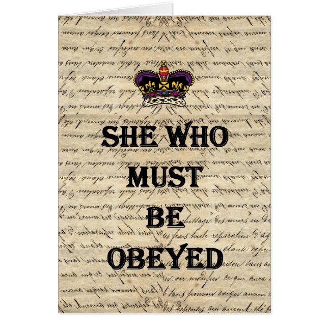 She who must be obeyed (Front)