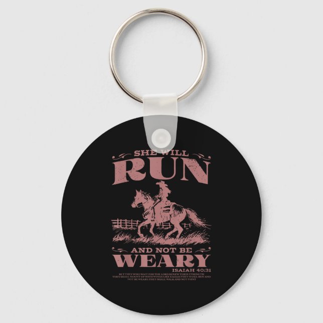 She Will Run And Not Be Weary  Keychain (Front)