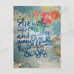 She Woke Up One Day No More Excuses Collage Postcard