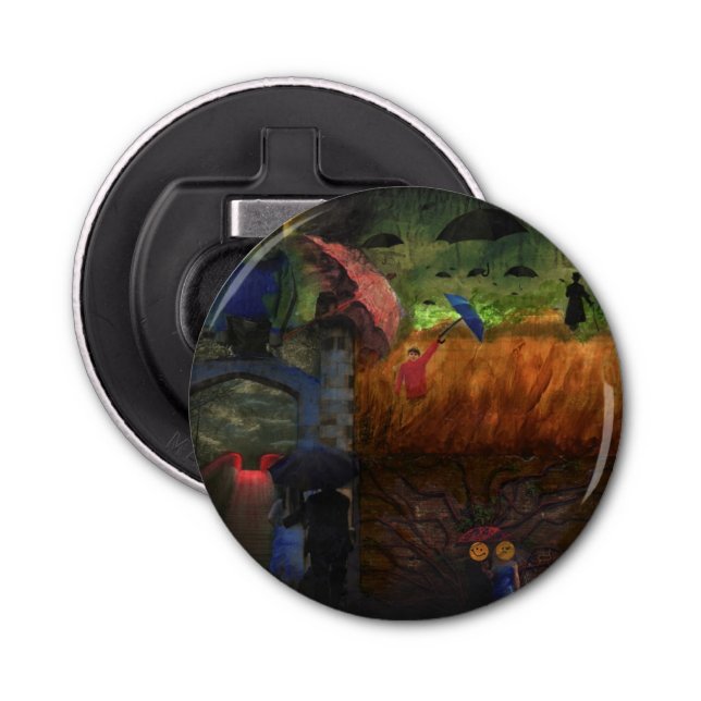 She Wore Blue Velvet Mix Media Surreal Goth Art Bottle Opener (Front)