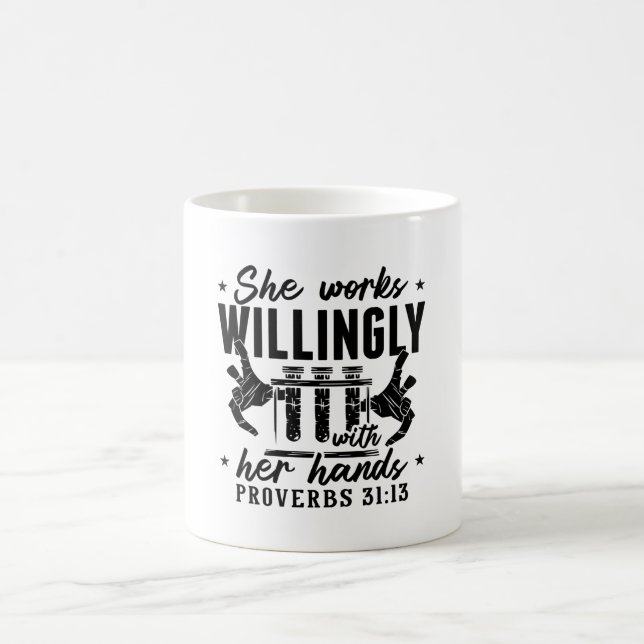 She Works Willingly Lab Tech Laboratory Technician Coffee Mug (Center)