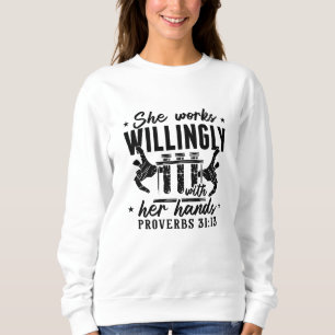 She Works Willingly Lab Tech Laboratory Technician Sweatshirt