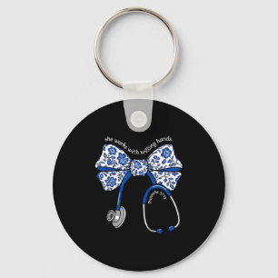 She Works With Willing Hands Proverbs 31 13 Christ Keychain