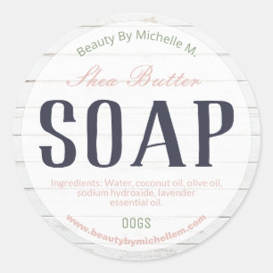 Shea Butter White Wood Soap Labels