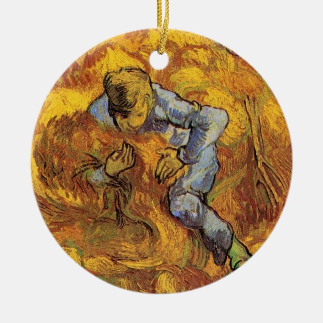 Sheaf Binder (after Millet) by Vincent van Gogh Ceramic Ornament (Front)