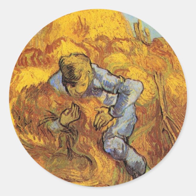 Sheaf Binder (after Millet) by Vincent van Gogh Classic Round Sticker (Front)