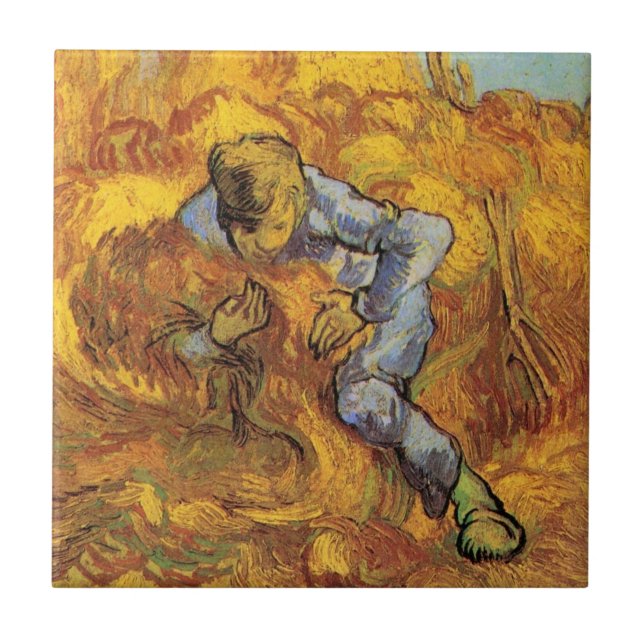 Sheaf Binder (after Millet) by Vincent van Gogh Tile (Front)