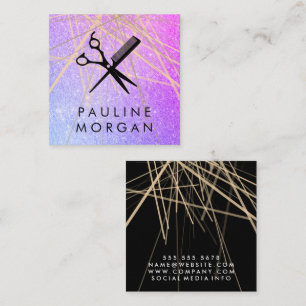 Shear and Comb Elegant Glitter Abstract Lines Square Business Card