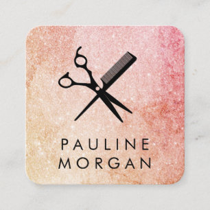 Shear and Comb Elegant Glitter Square Business Card