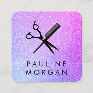 Shear and Comb Elegant Glitter Square Business Card