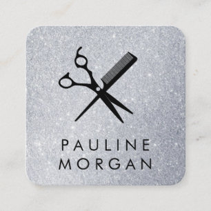 Shear and Comb Elegant Glitter Square Business Card