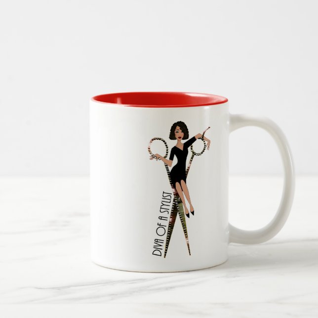 Shear DIVA - Hair Stylist DIVA Two-Tone Coffee Mug (Right)