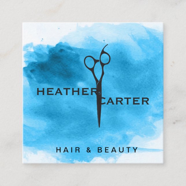 Shear Modern | Watercolor | Hairstylist Appointment Card (Front)