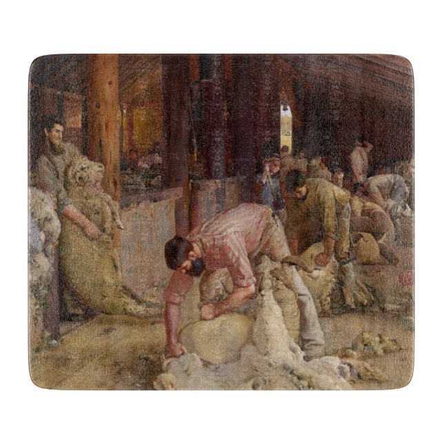Shearing the Rams (Australian Art) (Tom Roberts) Cutting Board (Front)
