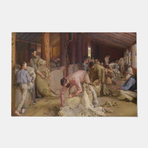 Shearing the Rams (Australian Art) (Tom Roberts) Doormat