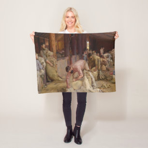Shearing the Rams (Australian Art) (Tom Roberts) Fleece Blanket