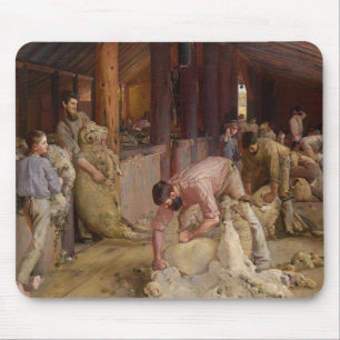 Shearing the Rams (Australian Art) (Tom Roberts) Mouse Pad