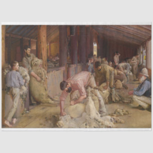 Shearing the Rams (Australian Art) (Tom Roberts) Tissue Paper
