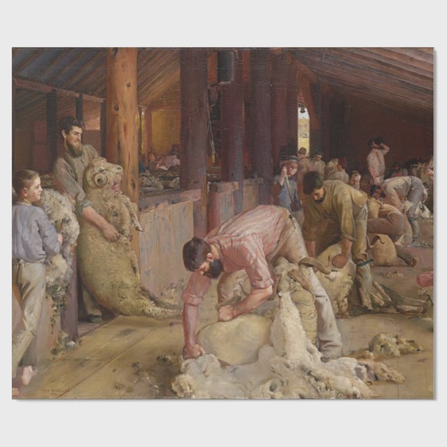 Shearing the Rams (Australian Art) (Tom Roberts) Wrapping Paper (Flat)