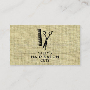 Shears & Comb with Dividers (burlap fabric) Business Card