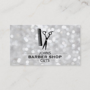 Shears & Comb with Dividers (white bokeh) Business Card