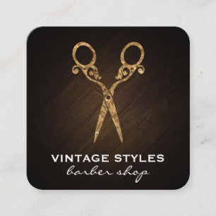 Shears Ornate / Gold Square Business Card