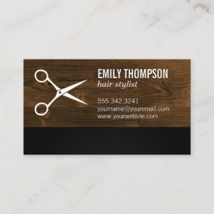 Shears   Salon   Wood Trim Black Mesh Business Card
