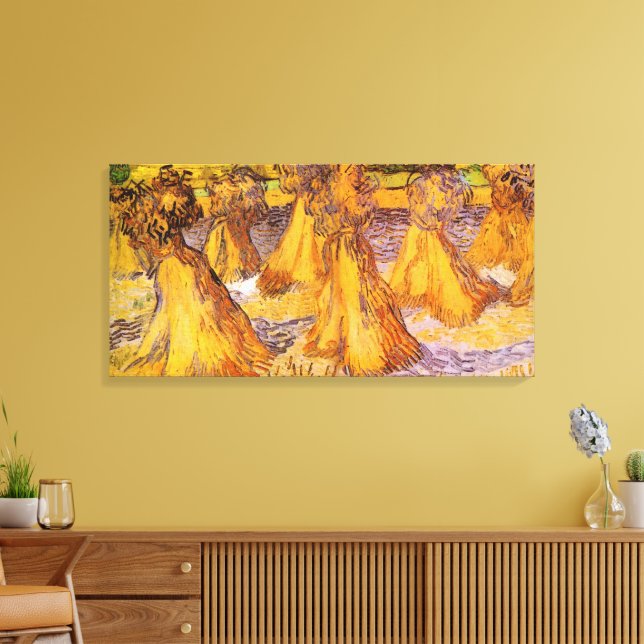 Sheaves of Wheat by Vincent van Gogh Canvas Print (Insitu(LivingRoom))
