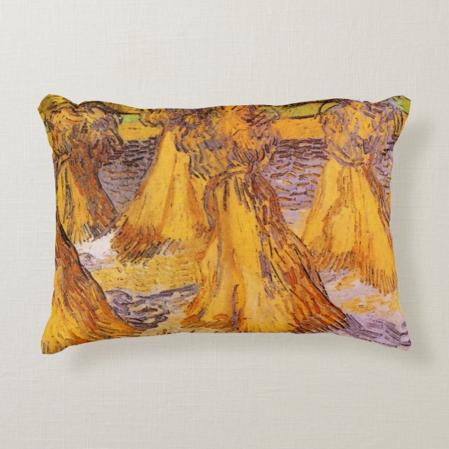 Sheaves of Wheat by Vincent van Gogh Decorative Pillow (Front)