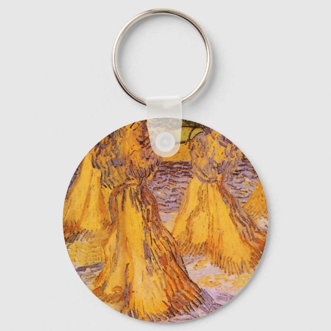 Sheaves of Wheat by Vincent van Gogh Keychain (Front)